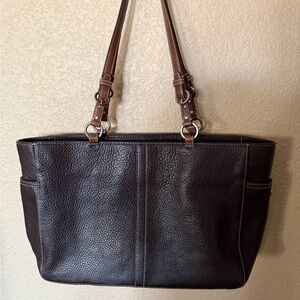 Coach Classic Dark Brown Leather Tote Shoulder Bag